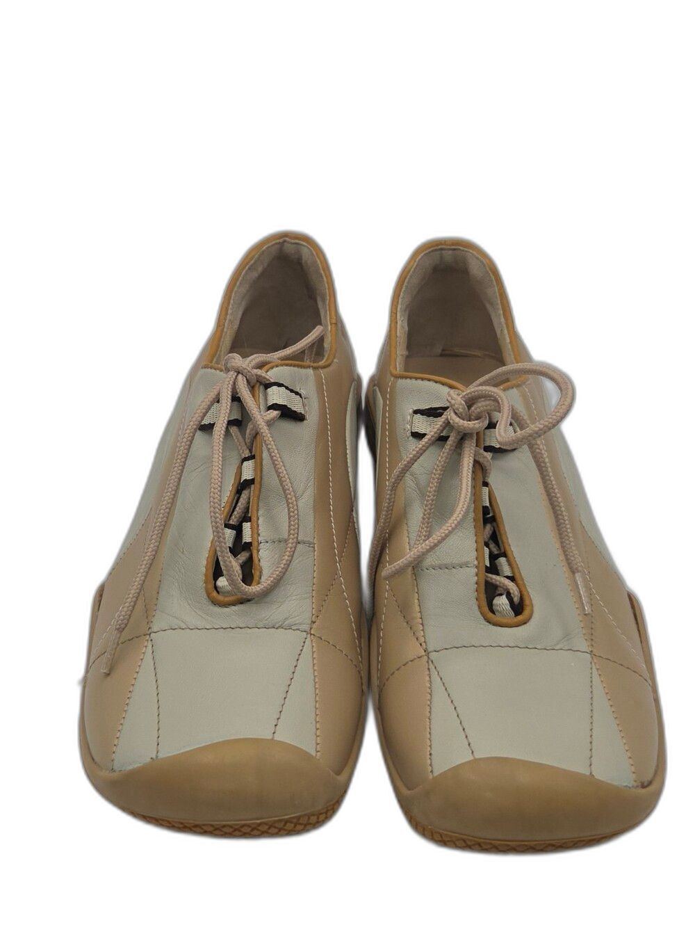 Donna Carolina Tan & Cream Casual Lace-Up Sneakers Womens Size 7